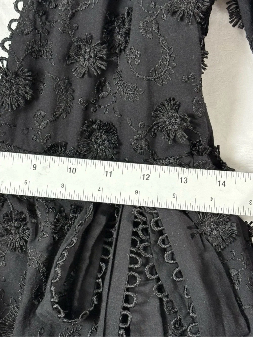 FARM RIO Black Flowers Textured Tiered Ruffle Midi-Dress Sz S Victorian Prairie - Picture 14 of 16